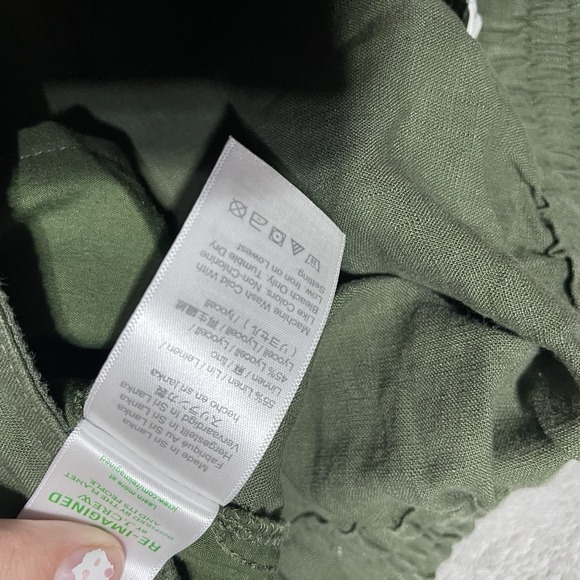 J Crew Pants Womens Medium Tall Green Linen Blend Straight Leg Boho Beach Crop - Picture 5 of 6